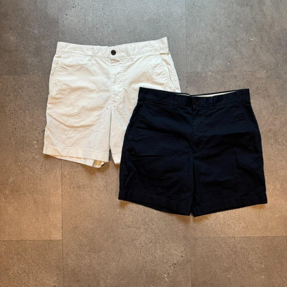 J. Crew Navy Blue and White 7" Inseam Chino Short Size 31 Waist Bundle Like New